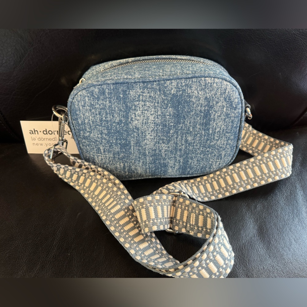 NEW Ahdorned NY Denim crossbody shoulder bag purse blue jean country New York